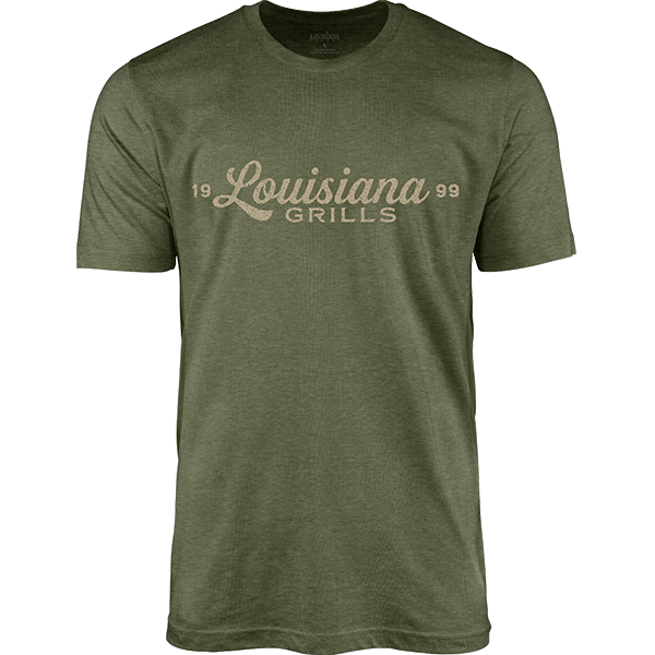 MEN'S MILITARY HEATHER SCRIPT LOGO T-SHIRT