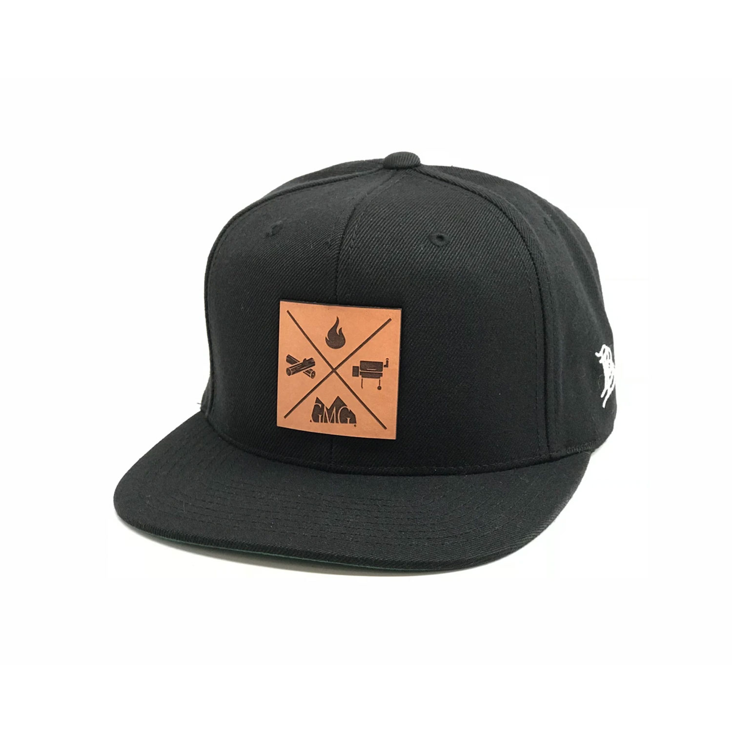 GMG BLACK SNAPBACK HAT W/ LEATHER PATCH