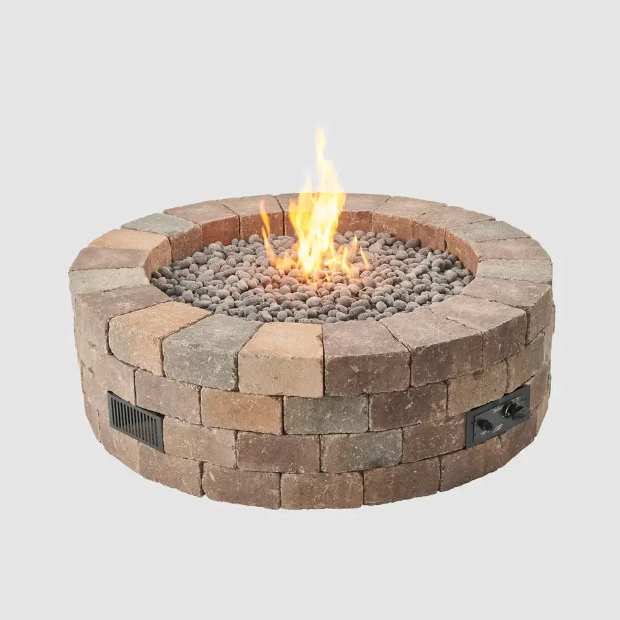 Bronson Block Round Gas Fire Pit Kit